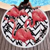 New Round Flamingo Print Beach Towel Microfiber Bath Towel Leaf Pattern Seaside Cushion Sand-beach Outdoor Picnic Camping XG0396-1