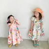 Koreanische Mädchen Blume Cottond Ress Schwestern Outfit Strampler und Kleider für Kinder Kinder Schöne Ins Mode Lässige Kleidung 210529