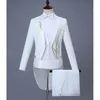 Mens Formele Pakken Witte Kristallen Slanke Fit Blazers Groep Muziekprestaties Kostuum Homme Wedding Party Prom Singer Stage Suit 210524