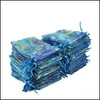 100 sztuk Blue Coral Organza Torby 13x18 CM Wedding Gift Bag Cute Candy Biżuteria Opakowanie DString Etui 310 Q2 Drop Dostawa 2021 Worzniki