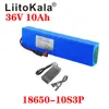 LIITOKALA 36V 10AH 10S3P 18650 bateria recarregável, bicicleta modificada, bateria de carro elétrico com carregador, íon de lítio