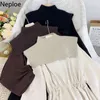 Neploe Chic Abiti autunnali Abiti a due pezzi per le donne Abito vintage Scialle lavorato a maglia Abito coreano sottile Donna 2 pezzi Set 4F875 210422