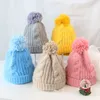 Chapéu de bebê grosso quente outono inverno menina menino beanie boné para crianças cor sólida crochet pompom infantil toddler bonnet chapéus