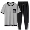 Plus Size Summer Men T-shirt Sets 2 Piece Short Sleeved Sportswear Tracksuit Men Casual Jogger Sweat Suits 6XL 7XL 8XL 210722