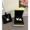 Earrings & Necklace Cosmicchic Women Jewelry Sets Bow Diamond Electroplated 18K Gold White Butterfly Double-butterfly Ring