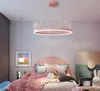 Creative Crown Crystal Chandelier Lamp Living Room Restaurant LED Fixtures Girl Children's Bedroom Nordic Hanging Lights