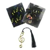 200 stks Hollow Musical Notes Bookmarks Metal Kwastjes Hanger Party Geschenken Bruiloft Gunsten met Retail Box Golden