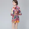 moda estiva Casual donna colletto alla coreana camicia top + pantaloncini a vita alta a gamba larga vestito da vacanza in due pezzi 210531