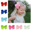 Gril Kids Bowknot Cabelo Arcos Jacaré Jacaré Diy Headwear Handmade Big 4inch Grosgrain Ribbon Hairpins Elastic Hairbands Bobbles Acessórios HD612