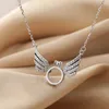 925 Sterling Silver EXQUISITE Simplicity Ange Wings Collier Charme Courtes Design Clavicule Zircon Femmes Kolye Anniversaire Cadeau Pendentif