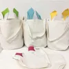 Stock Sublimation Rabbit Ears Basket Party Linen Easter Bunny Bucket Candy Gift Storage Bag with Handle Xu