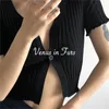 Fashion Women Ctop Sweater Summer Short Sleeve Sexy V Neck Single Breasted Knit Tops Woman Cardigan 210525