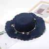 Wide Brim Hats Summer Elegant Sun Hat Women Flower Straw Big Solid Sea Beach Floppy Classic Cap