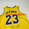 NOVO L.E. Camisa de basquete Bron Storm bordado amarelo personalizado qualquer número de nome XS-5XL 6XL