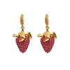 S2101 Fashion Joody Aardbei Oorbellen Rhinstone Dangle Earring