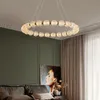 Luxury Pendant lamp Pearl Necklace Ring Acrylic Ball Copper LED Ceiling Chandelier Living Room Lamp Bedroom Lights