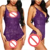 DHL atacado mulheres sleepwear pijama oco translúcido um pedaço bodysuit lace roupa interior mulheres sexy lingerie f079