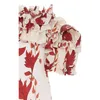 High Street EST летний дизайнер мода женские каскадные оборками цветочные печать Slash шеи пляжное длинное платье 210521
