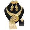 Earrings & Necklace Latest Brazilian Gold Italian Design Style Exaggerated Ring Jewelry Set Banquet Holiday Gift229W