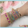 Bracciali con perline Gioielli Fili di perline Bluestar Bracciale con occhio turco Modello geometrico Pulseras Mujer Chic Micro Pave Piramide Fatto a mano Crys