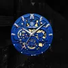 lmjli-TEVISE Montre Multi-Fonction Automatique Hommes d'affaires Montre Montre Mécanique Tourbillon Évider Montre-Bracelet de Sport Étanche Montres pour Hommes