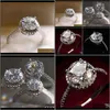 Anneaux de bande Sterling Sier proposition 1,2 carats incrusté de zircon artificiel bague en diamant femmes bijoux livraison directe 2021 Cnywb