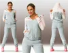 2 pièces ensembles grande taille solide femmes Sport course ensemble sweats à capuche lâches fermetures à glissière Long pantalon automne Fashing survêtements costumes 210930