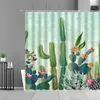 Cortinas de ducha plantas tropicales Cactus cortina paisaje verde baño impermeable hogar baño decoración pantalla conjunto bañera partición