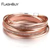 Rhinestones Pulseras de cuero para mujeres Simple Multicapa Magnet Wrap Bangles Fashion Joyery Jewelery Gift7546781