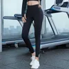 Leggings de cintura médio de Athvotar com as mulheres elásticas de bolso Tipo de lazer push up Gym elevador de quadril calças de fitness 210910