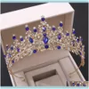 Jewelrykmvexo Baroque Vintage Luxe Royal Queen King Cristal Couronne De Mariage Diadème De Mariée Couronnes Diadème Mariée Soirée Bijoux De Cheveux Goutte