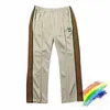 Men's Pants Ribbon Striped Apricot AWGE Needles Sweatpants Men Women Butterfly Embroidery Trousers Jogger