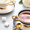 Nowoczesne złote niebieskie kubki mody zestaw ceramiczny filiżanka kawy podróż wysoka herbata dekoracyjne estetyczne gorące napoje Tazas Tableware EH50C