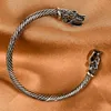 Charm Bracelets Punk Carved Dragon Head Adjustable Open Bracelet For Men Vintage Antique Nordic Viking ed Cuff Wristband Jewe255Y