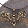 Vintage Halloween Dead Head Skull Pendant Moth Necklace Women With Metail Chain Christmas Jewelry Gift Chokers204M