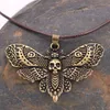 Vintage Halloween Dead Head Skull Pendant Moth Necklace Women With Metail Chain Christmas Jewelry Gift Chokers6382163