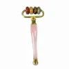 Masseur Facial de rouleau de Jade de luxe plaqué or rouleaux de Quartz Rose naturel Original Massage pour le visage corps cou santé relaxant Fi8973320