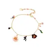 Monet Garden – série européenne et américaine d'automne et d'hiver, pétales multicolores, bijoux, fleurs, pendentif grenouille, Bracelet en émail