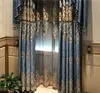 Europe Blackout Curtain Bedroom Living Room Villa Luxury Retro Blue Door Window Drapes Water Soluble Embroidery X771F 210712
