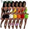 Femmes Deux Pièces Ensemble Designer Survêtements Slim Sexy Shorts Robe D'été Costumes Occasionnels Crop Top Jupes Sans Manches 3 Styles Disponibles