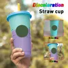 700ml Color Change Coffee Cup With Lid Logo Straw Cups Reusable mugs Plastic Tumbler Matte Finish
