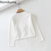 Nomikuma V Pescoço Manga Longa Cardigan Mulheres Cor Sólida Lace Up High Street Knitwear Chic Casual All-Match Tops Streetwear 210514