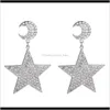 Charm sieraden drop levering 2021 overdreven legering legering Rhinestone Moon Star Volledige diamant dames mode super flash eye-absorberende oorbellen koud w