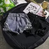 Ailegogo Yaz Kadın Sokak Giyim Deliği Perçin Mavi Denim Şort Kemer Günlük Kadın Yüksek Bel Siyah Kotu Kadınlar