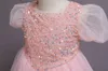 2022 блестки розовые линии цветочные девушки платья для девочек вечеринка детские выпускные платья Princess Pageant вечерние платья