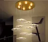 Nordic led chandelier lotus leaf acrylic restaurant Pendant Lamps creative living room bedroom hotel lobby villa stair