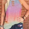 Leopard Sexy Holle O-hals Mouwloze Tank Top Dames Zomer Casual Losse Roze Tie Dye Tops voor Plus Size Vest 3XL 210604