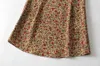 Sommar Kvinnor Kontrastfärg Blommigtryck Mini Skirt Vintage Package Hips Kort Kjolar Sida Zipper 210621