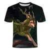 Męskie koszulki 3D Drukowanie T-shirt Moda Wolf Drukuj Wody Drop Łódź T Shirt Krótki Rękaw Harajuku Sling Crew Neck Tops