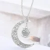 Cartoon Luminous Owl Necklace Moon Glowing In The Dark Moon Animal pendant Necklaces Fashion Jewlery for Women Kid Gift Will and Sandy